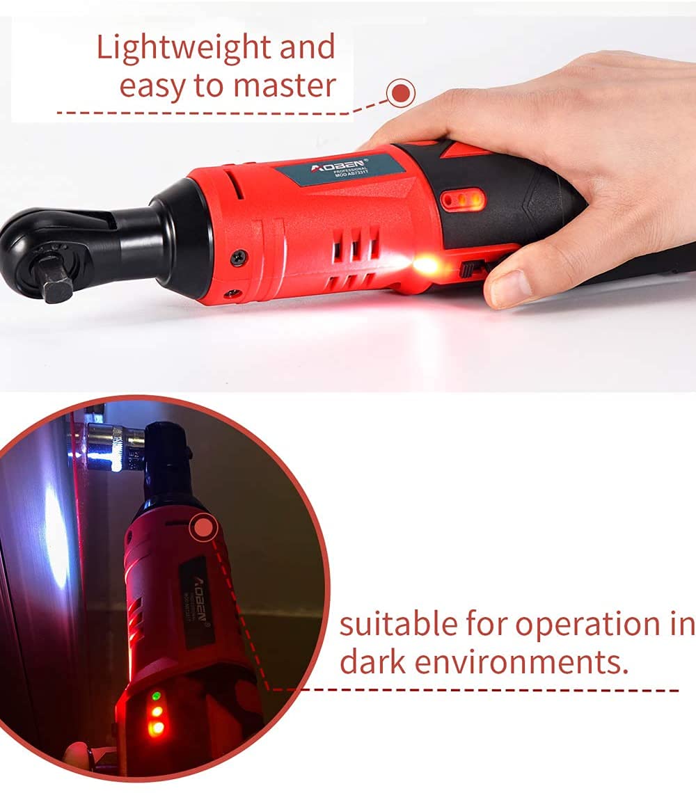 AOBEN 3/8" 12V Power Electric Ratchet Wrench Set with 1 2000mAh Lithium-Ion Battery And Charger