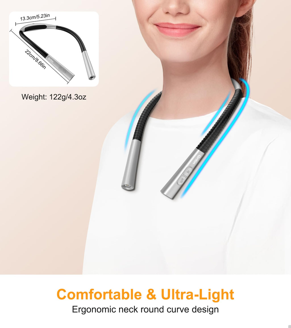 Gritin Book Light, Eye Caring 4-Color&5-Brightness Neck Light Reading Light