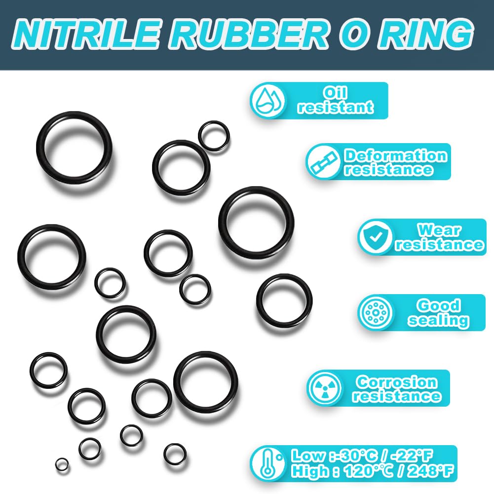 KEZE 1008 Pcs SAE O Ring Kit,32 Sizes USA Standard Nitrile 70A Rubber Seals Inch O Rings Set with 4 Pieces O Rings Remover Tools for Faucet Automotive Hydraulic Plumbing AS568:006-226