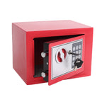 Yuanshikj Safe Box with Electronic Keypad, Small Hidden Steel Security Lock Box with Key, 0.23 Cubic Feet, 9.05" W x 6.69" D x 6.69" H, for Jewelry Gun Cash Use Storage money (RED)