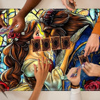 Playmats for Magic: The Gathering MTG Card Game Mat Plus 50 Pcs Card Sleeves, 24 x 14 inch TCG Mat with Stitched Edge for Commander Deck Duskmourn Board Game, Heiress Beast Red Rose