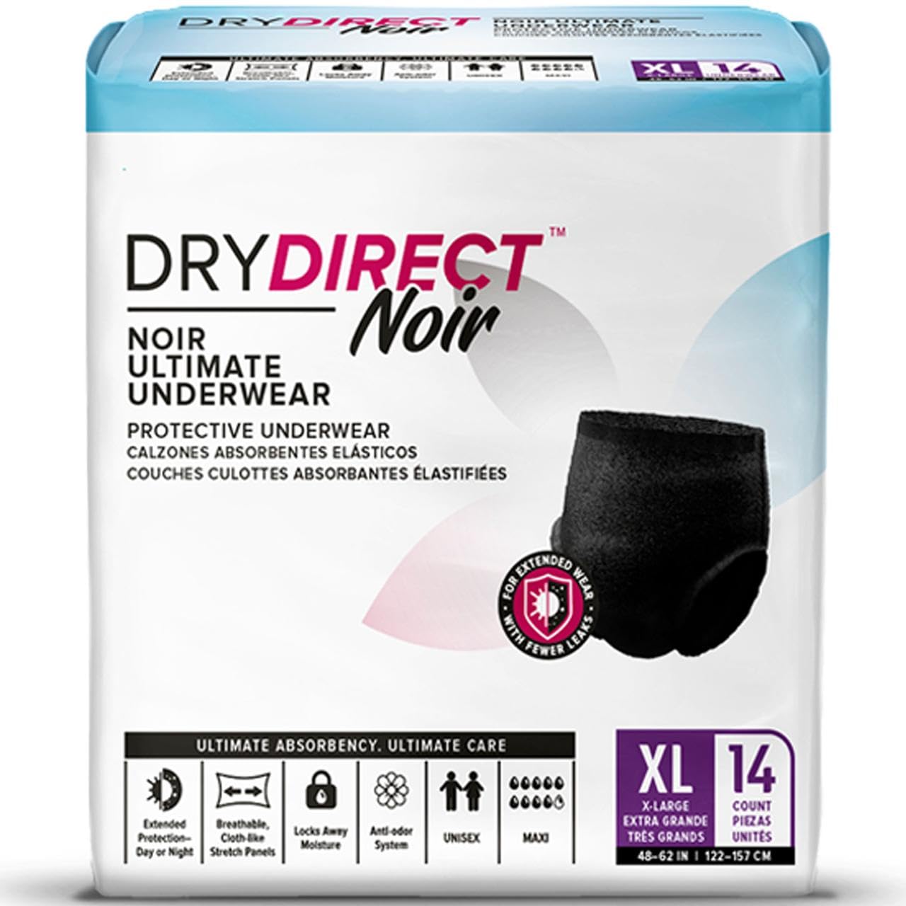Dry Direct Noir Ultimate Protective Underwear (XLarge - Pack of 14) by Parentgiving