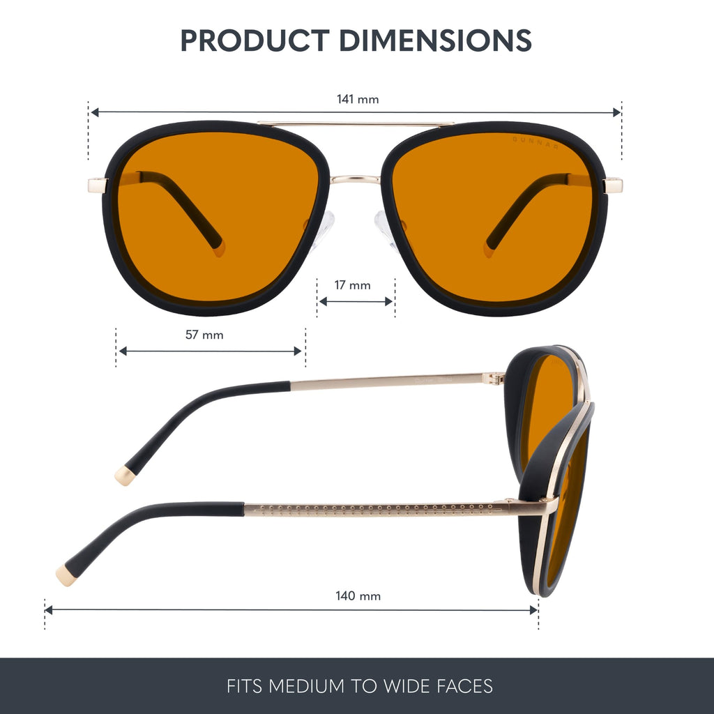 GUNNAR Computer Glasses - Dume Gold Amber Max Lens - Blue Light Blocking Anti Glare