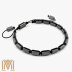 Mana Gallery Genuine Hematite Bracelet for Men & Women – Adjustable Macrame Sliding Knot – Metallic Gray Rectangular Beads – Minimalist Grounding & Protection