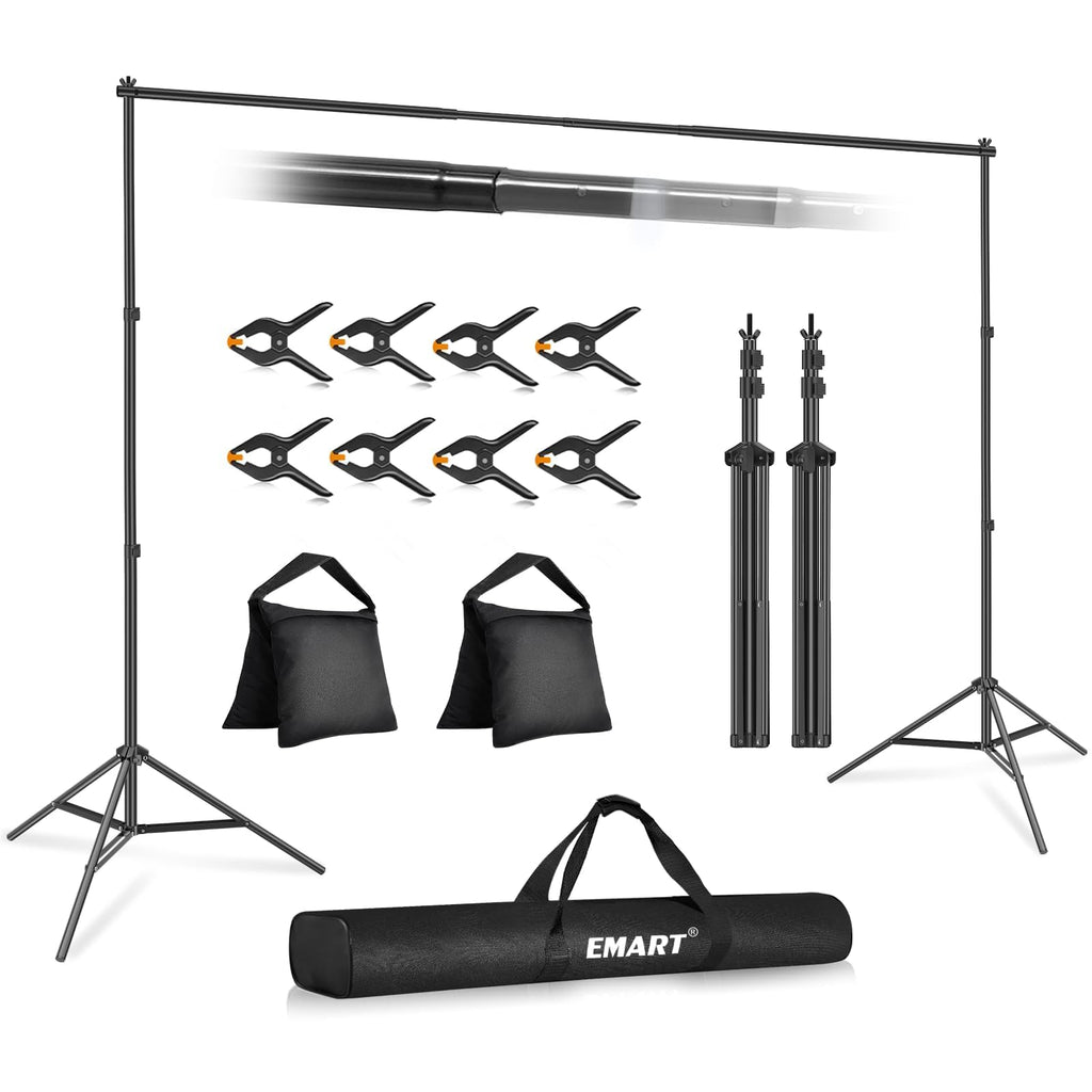 EMART Backdrop Stand 10x7FT Adjustable Back Drop Stand for Party Photoshoot