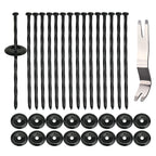 Bakulyor 16 Sets Outdoor RV Rug Stakes, 6 Inch Black Patio Mat Stakes, 6 Gauge Heavy Duty Galvanized Camp Carpet Stakes for Fixing Outside Rug, Tarps, and Camping Mat, Pop Up Camper Accessories - 6"