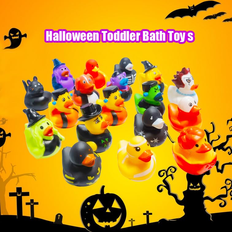 36 Pcs Halloween Rubber Ducks,Baby Showers Accessories Duckies Bath Toys for Kids Halloween Party Favors,Gift Exchange (Halloween)