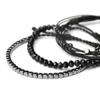 Mezcla Vida 3 Pcs Handmade Women's Stackable Bracelet Set, Adjustable Rope Bracelets Bracelets with Hematite and Glass Beads (black)