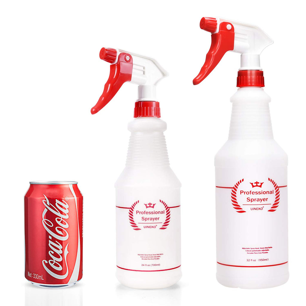 Plastic Spray Bottles 2 Pack, 32 Oz, Heavy Duty Sprayer, All-Purpose, Red
