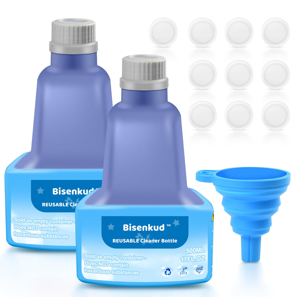 Bisenkud 2 Pack Refillable Bottle for Swiffer® Wet Jet™ Mop - 500ml /17 FL OZ - Leak-Proof HDPE Solution Bottle, Empty，Not for Power mop