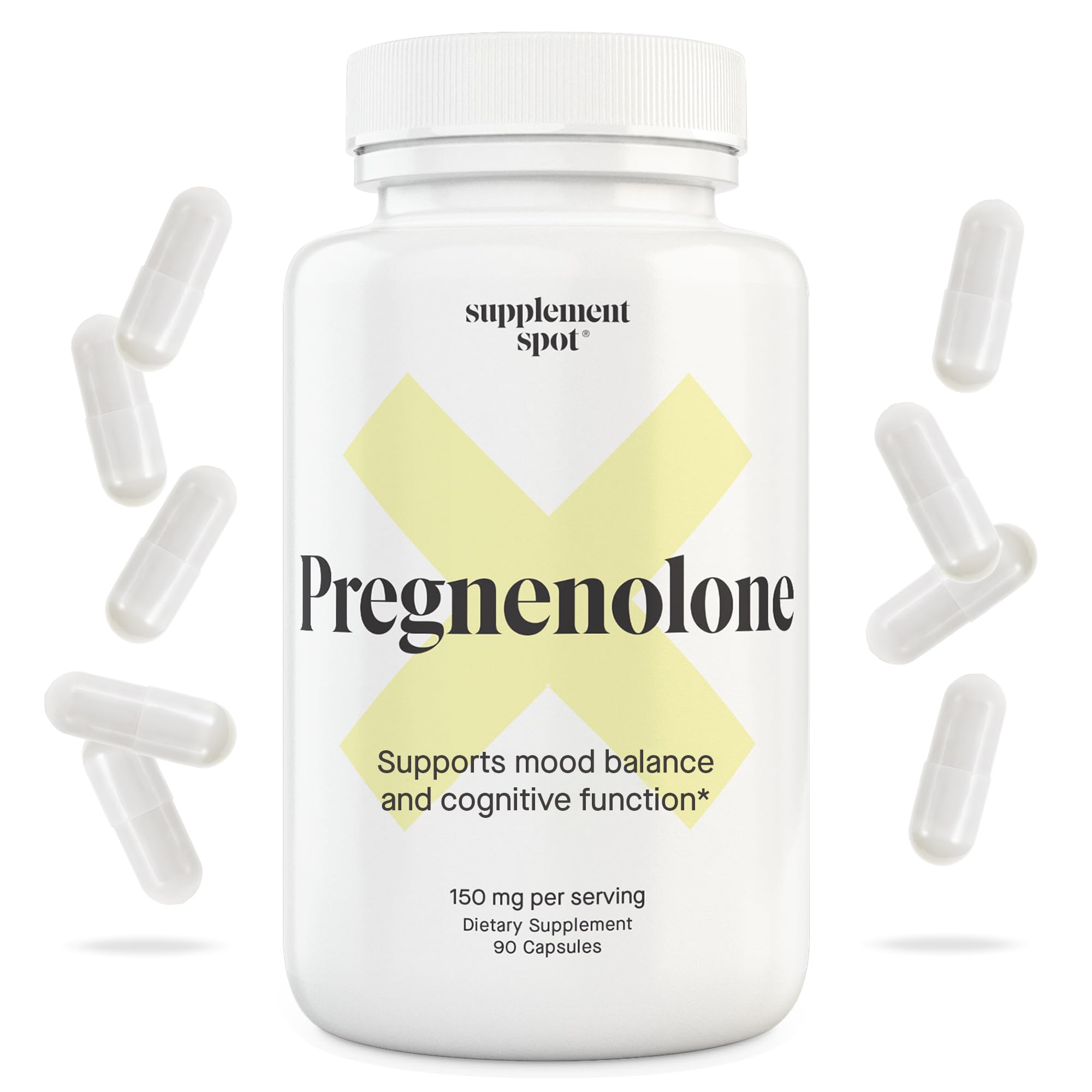 Supplement Spot Pregnenolone 150 Mg Energy Supplement – Pregnenolone to Support Healthy Mood for Women & Men (90 Servings)