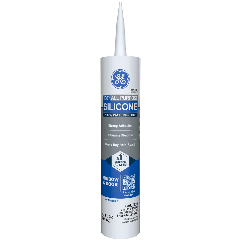 GE All Purpose Silicone Caulk, White, 10.1 fl oz Cartridge, 12 Pack - 100% Waterproof Silicone Sealant, Stronger Adhesion, Freeze & Sun Proof