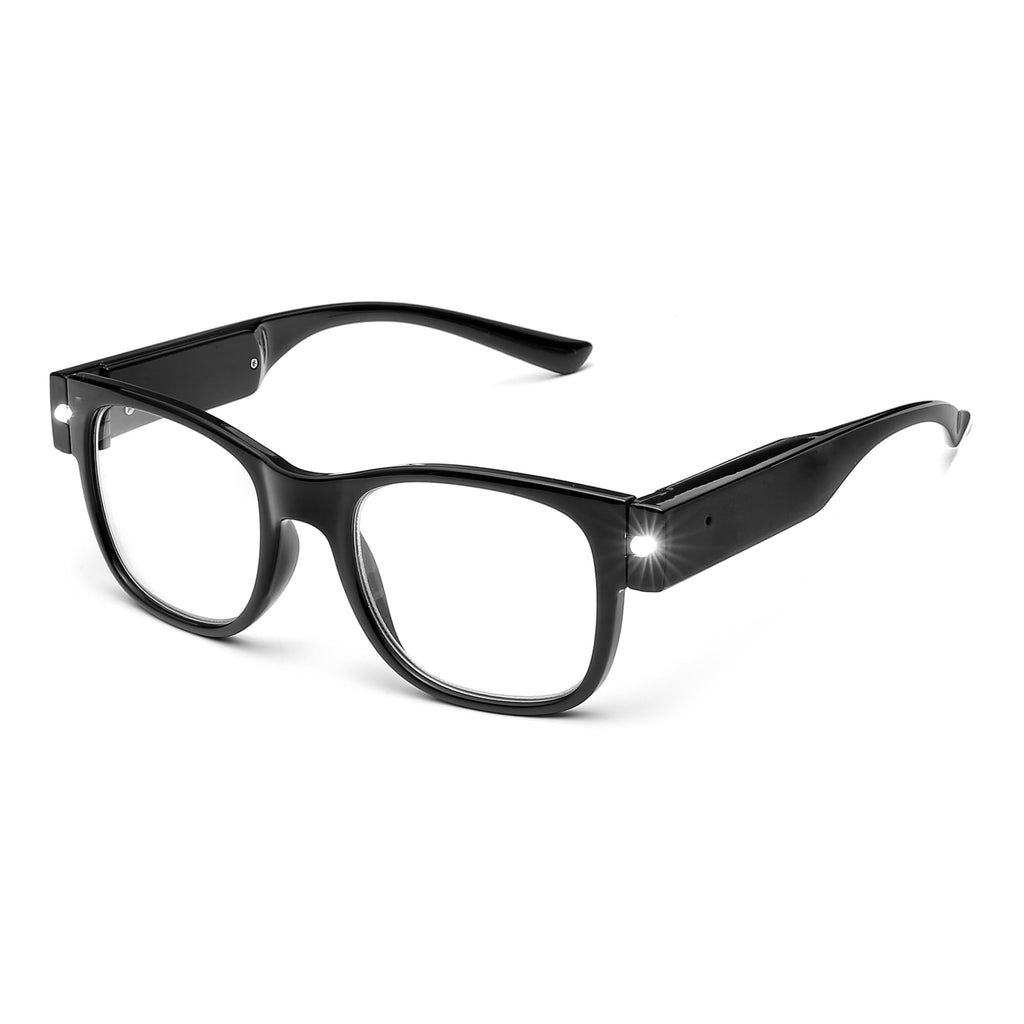 SKYWAY Reading Glasses Lighted Rechargeable Magnifying LED Readers with Lights Eyewear Clear Vision Unisex（1.5X）