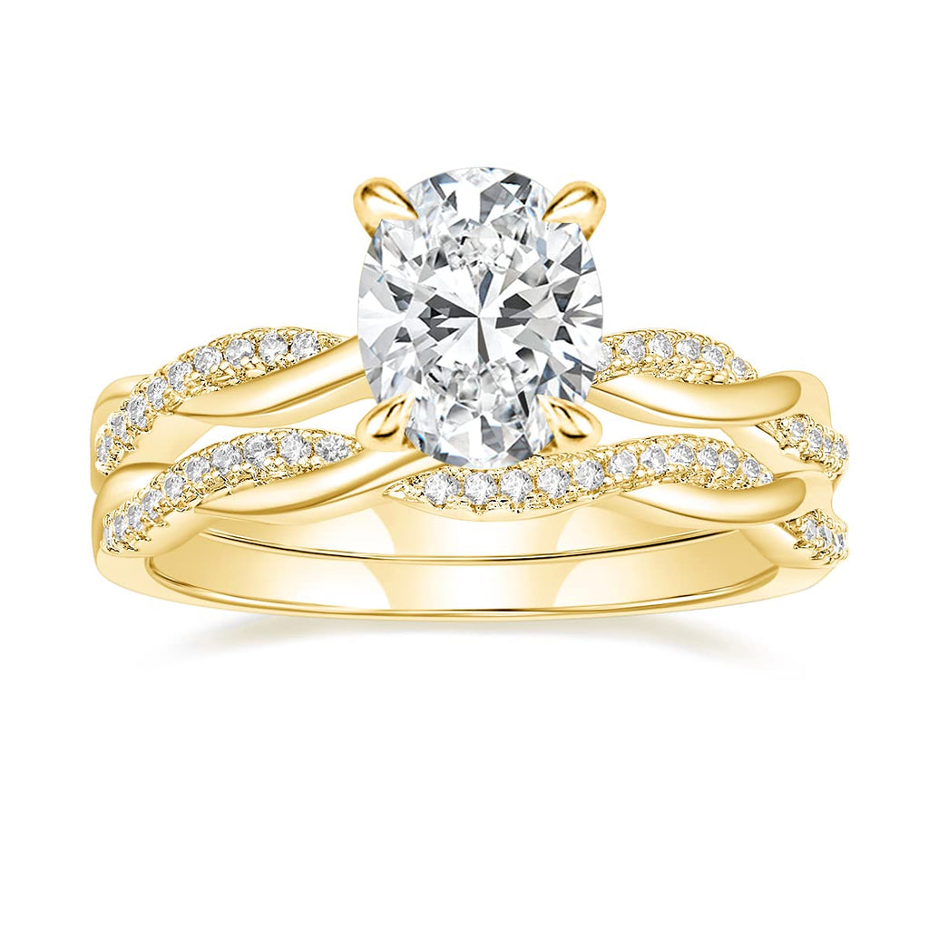 Mameloly 3ct Engagement Rings for Women Oval Cut Bridal Ring Sets Cubic Zirconia Wedding Band Twisting Infinity Pave Set Size 7