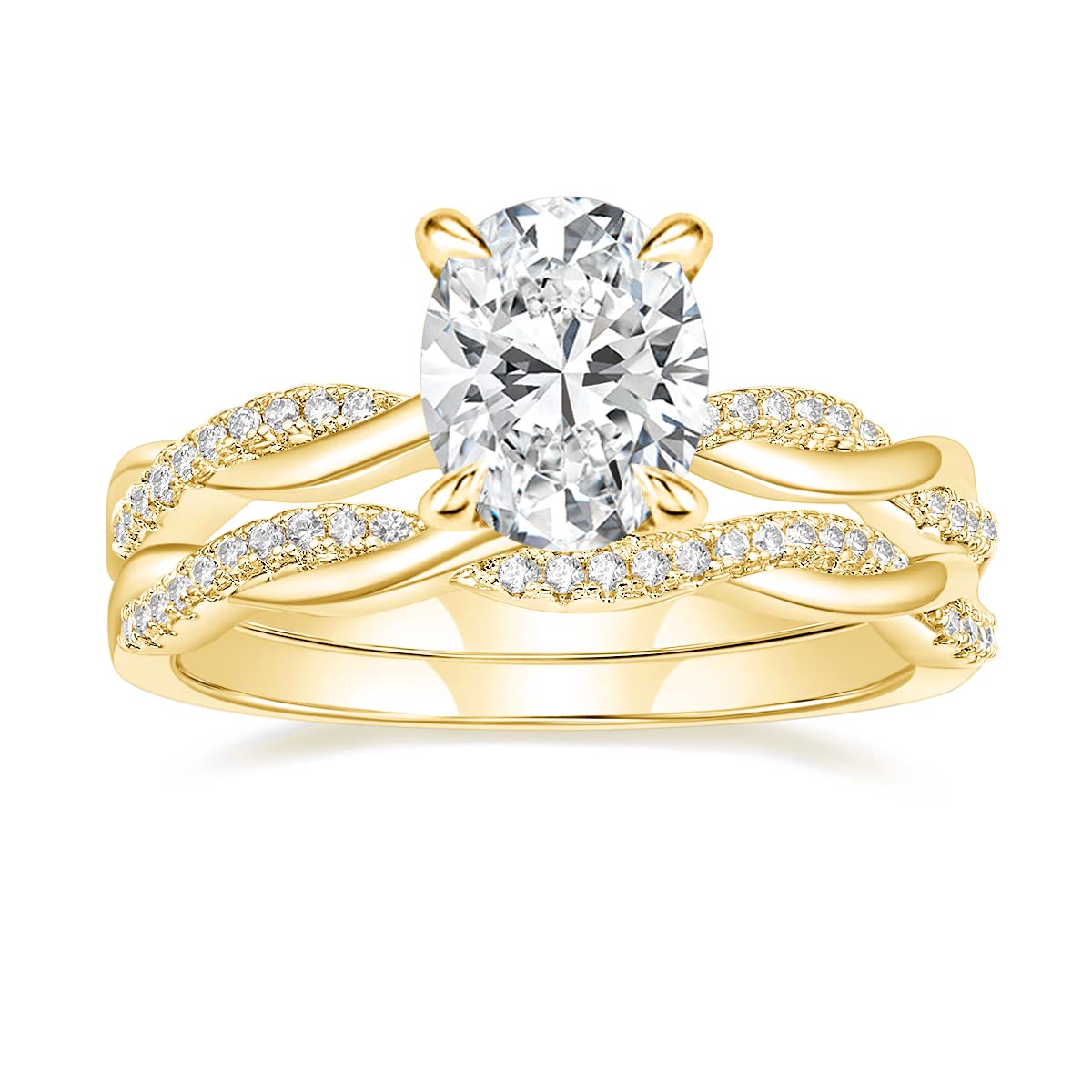 Mameloly 3ct Engagement Rings for Women Oval Cut Bridal Ring Sets Cubic Zirconia Wedding Band Twisting Infinity Pave Set Size 7