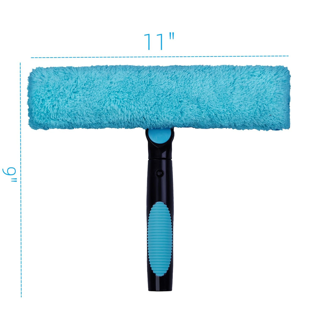 Hicavar 11" Window Squeegee and Microfiber Scrubber 2-in-1 Combo Cleaning Tools (Attachement Only) (9)