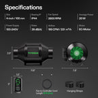 VIVOSUN G4 4" Inline Fan &Cycle Mode Speed Controller, 195 CFM Aerozesh Fan