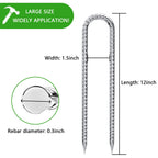 Rebar-Stakes-12-Inch-Galvanized, U Hook Trampoline Stakes 10 Pack Ground Anchors Tent Stakes Heavy Duty for Plants Anti-Rust Landscape Fabric Stakes Artificial Turf