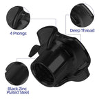 M10 T-Nuts Black Zinc Plated Steel, 4-Pronged Tee Nut for Wood, Rock Climbing Holds, Furniture, 50 PCS