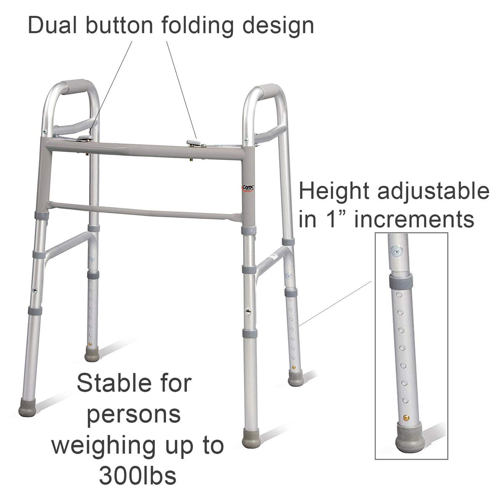 CAREX Folding Walker for Seniors, 30-37 Inches, 1 Count