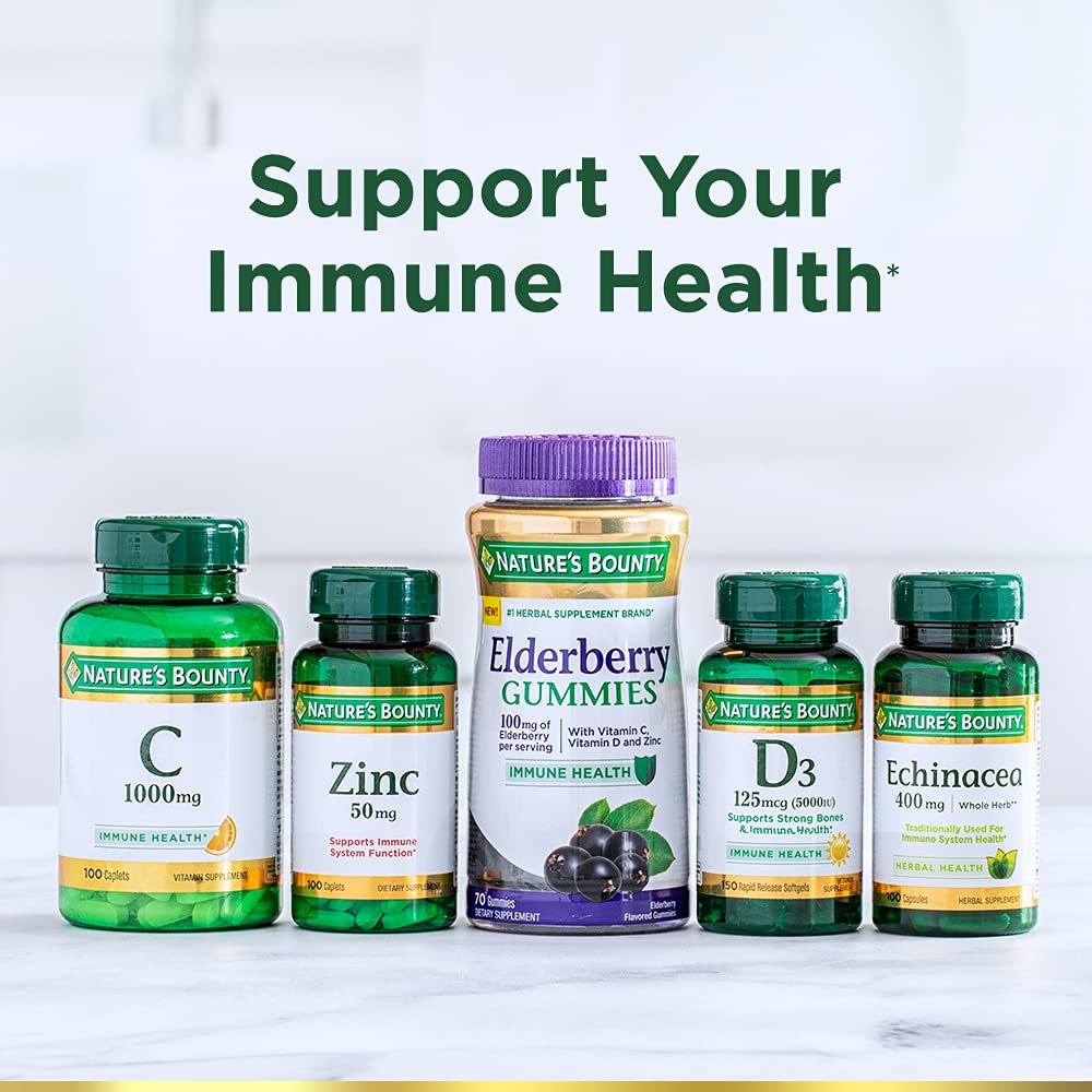 Nature's Bounty Vitamin C 1000mg, Supports Immune and Antioxidant Health, Vitamin C Supplement, 1 Per Day, 300 Vegetarian Caplets (Pack of 2)