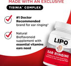 Lipo-Flavonoid Ear Ringing, Doctor-Recommended for Ringing Ears, Clinically Proven Lemon Bioflavonoid Complex with Vitamins C, B1, B2, B6, B12, & Calcium, 150 Caplets