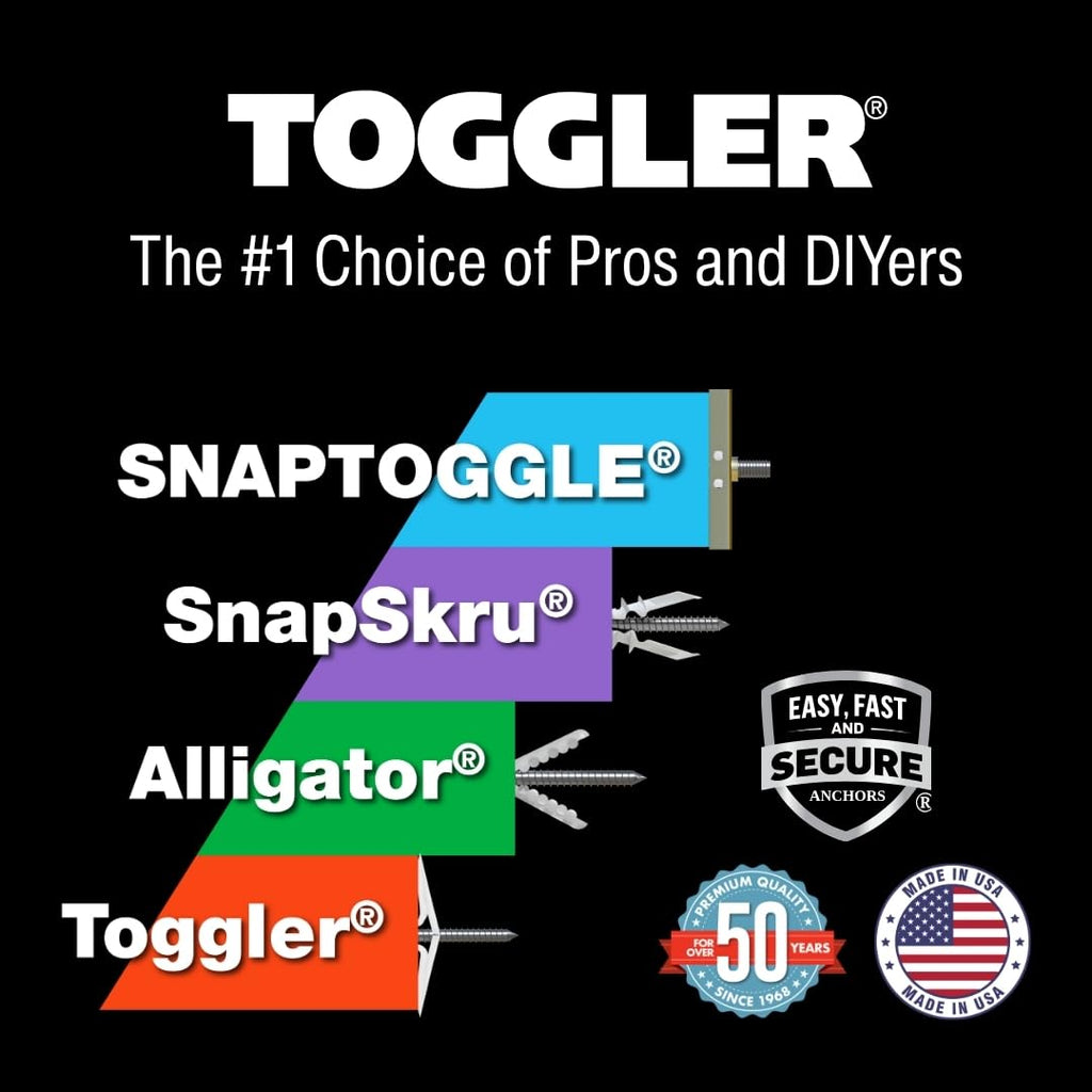 TOGGLER Toggle TB Drywall Anchor with Screws, 20 Pack, 3/8" to 1/2"