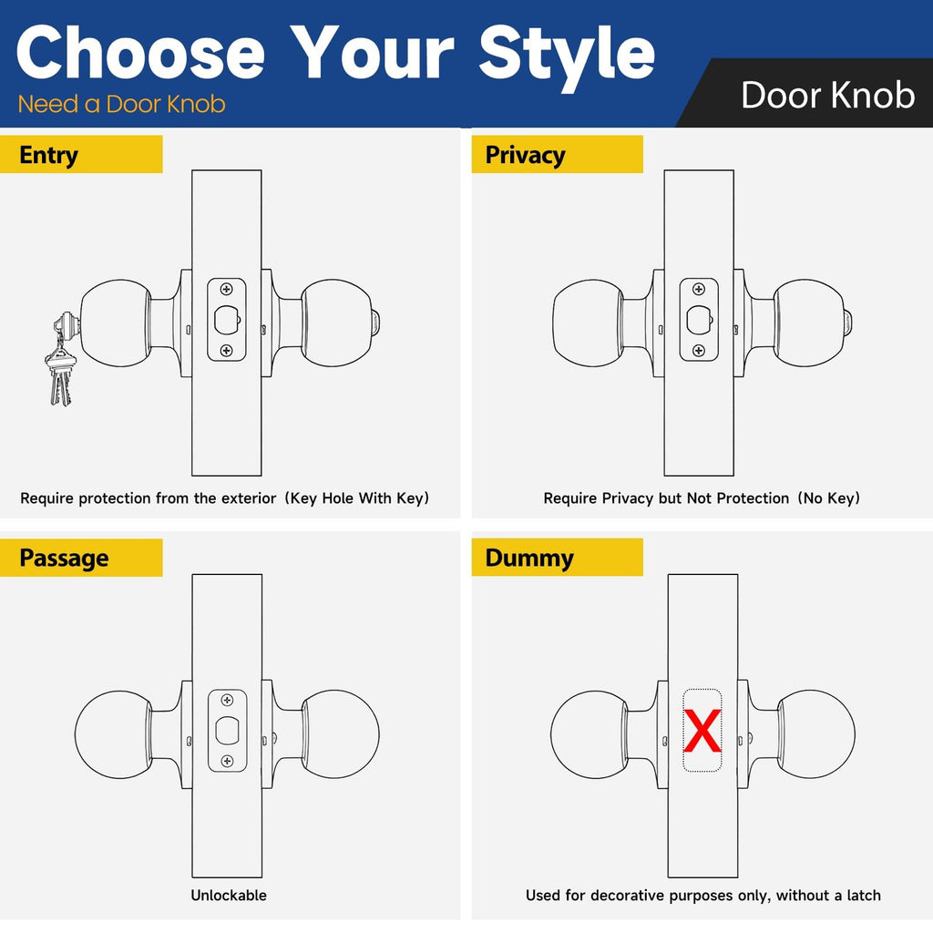 RAFECIEE 4 Pack Keyed Entry Door Knob with Lock and Key, Exterior and Interior Door Knob for Bedroom or Bathroom, Satin Nickel, Not Keyed Alike
