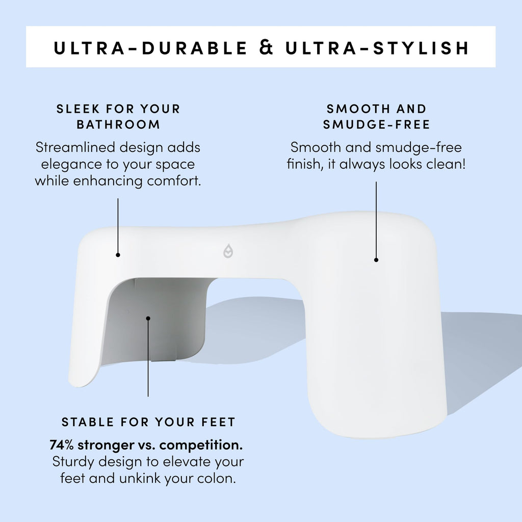 TUSHY Arc Toilet Stool: Supports a Natural Comfortable Squatting Posture to Unkink Your Colon for Easier Bowel Movements | Sleek, Space-Saving Design with Smooth, Curved Shape for Foot Comfort, White