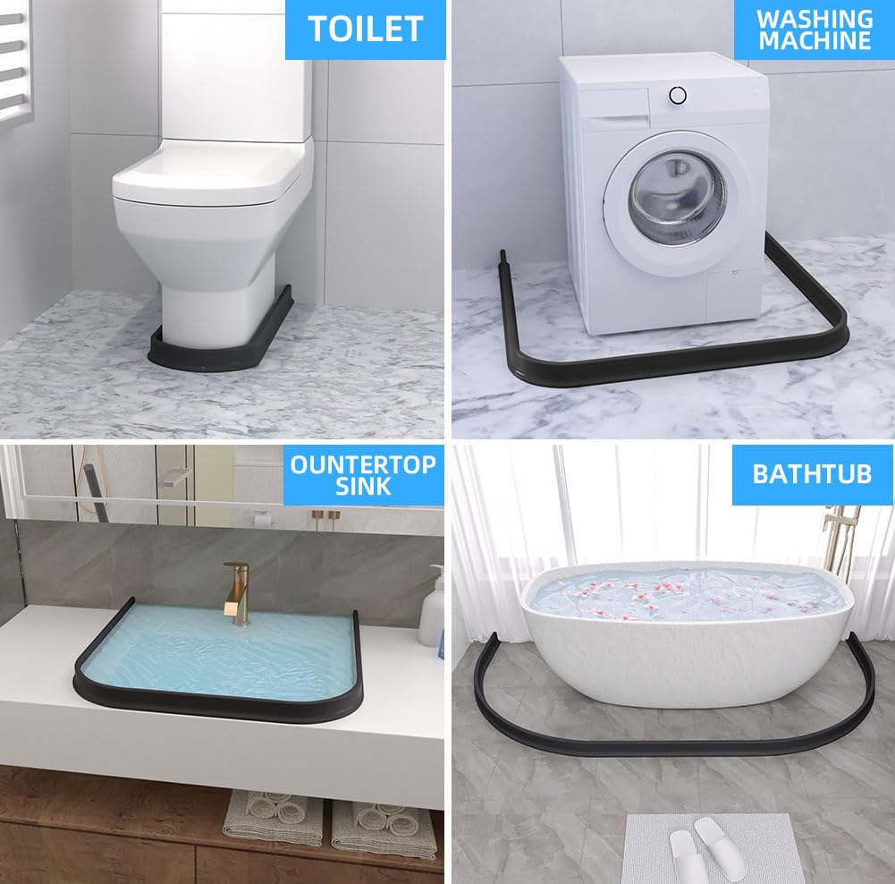 Duzzy 118 Inch Collapsible Shower Water Dam Shower Stopper Barrier and Retention System and Keeps Water Inside Threshold Dry and Wet Separation Suitable for Bathroom and Kitchen
