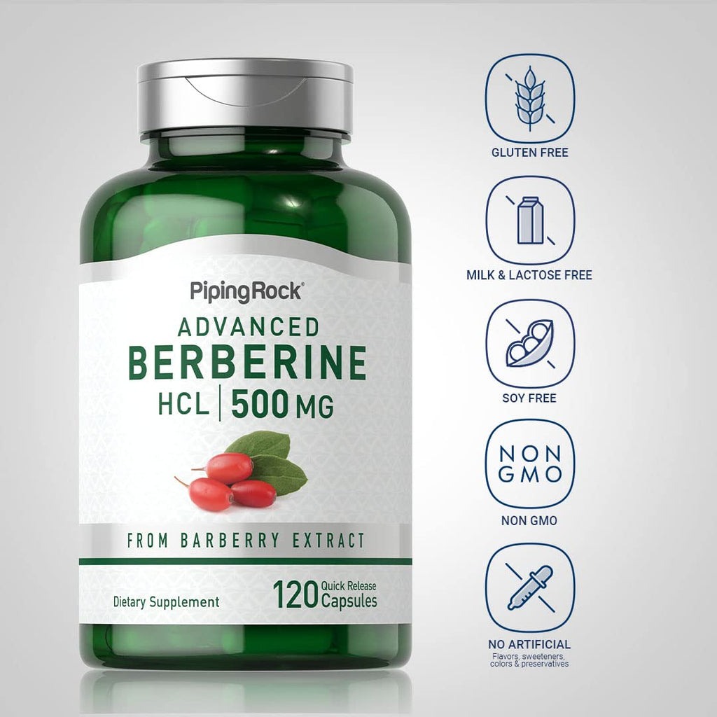Piping Rock Berberine HCL Capsules 500mg | 120 Pills