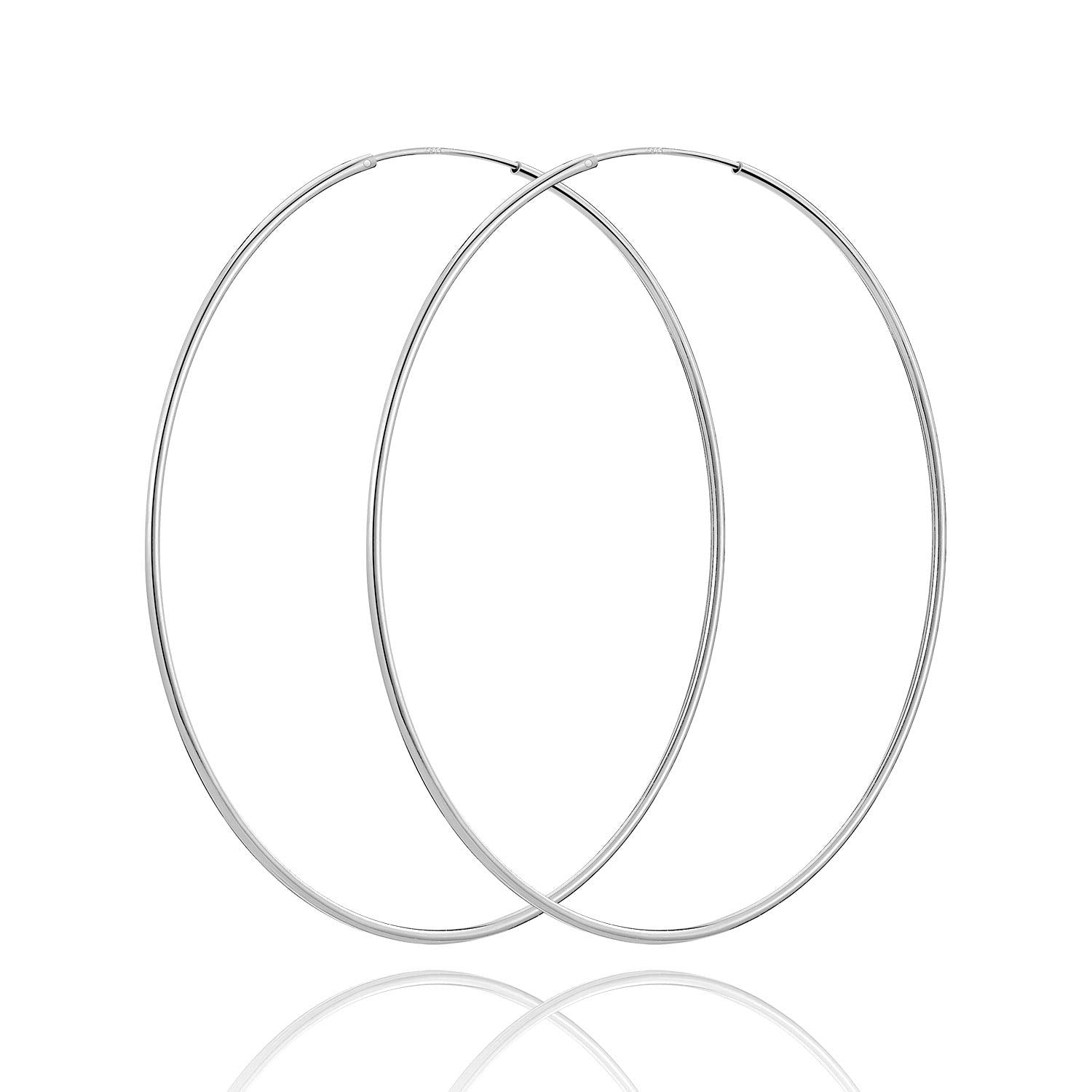 SWEETV 50MM Big Hoop Earrings for Women Hypoallergenic 925 Sterling Silver Earrings Endless Thin Hoops-suitable for ages 15+