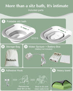 Foldable Electric Sitz Bath Kit with Automatic Flushing for Hemorrhoid Relief and Postpartum Care | Portable Hip Bath Basin for Perineal Soaking, Pain Relief, and Bidet Functionality, Easy to Use