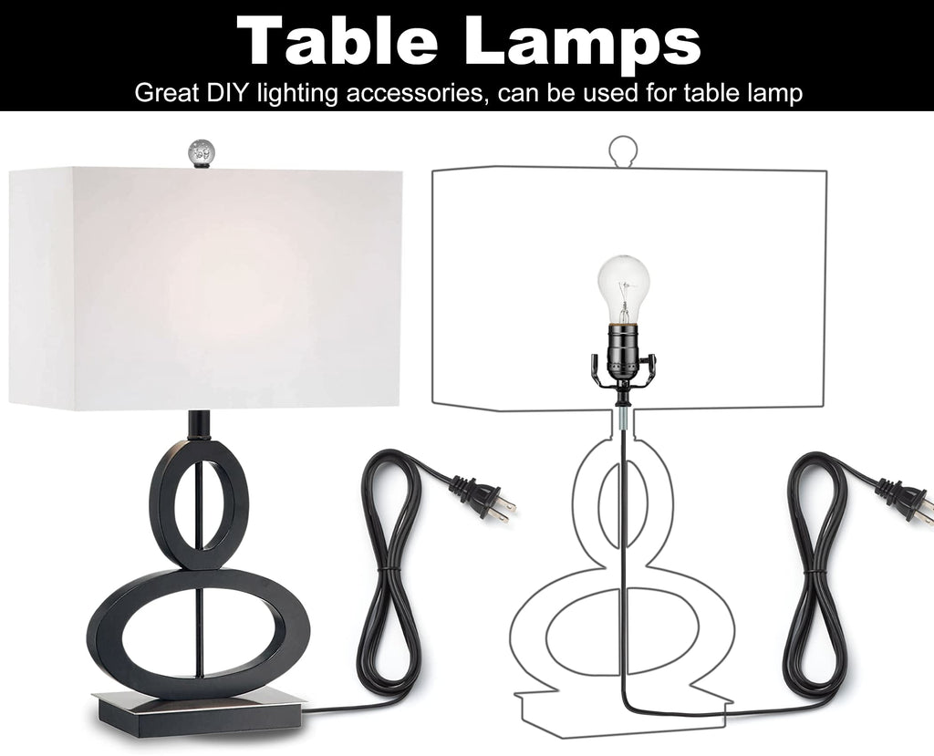 Black Lamp Rewire Kit, Lamp Wiring Kit with 12 FT Lamp Cord Replacement, 3 Way Socket and Essential Hardware, Lamp Parts for Repair Table Lamps and Floor Lamps, Lamp Kits for Do It Yourself