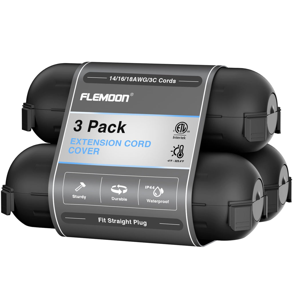 [3 Pack] Flemoon Outdoor Extension Cord Safety Cover with Waterproof Seal
