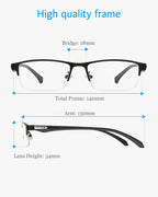 ANRRI Blue Light Glasses for Men Semi Rimless Rectangle Black Metal Frame UV Blocking Computer Glasses