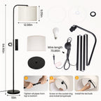 Remote Floor Lamp for Living Room and Bedroom - Modern RGB Standing Lamps Tall with Led Blub and Dimmable Light - Black Arc Room Lights with Shade for Home Decor Office Corner and Reading ( Black+RGB)