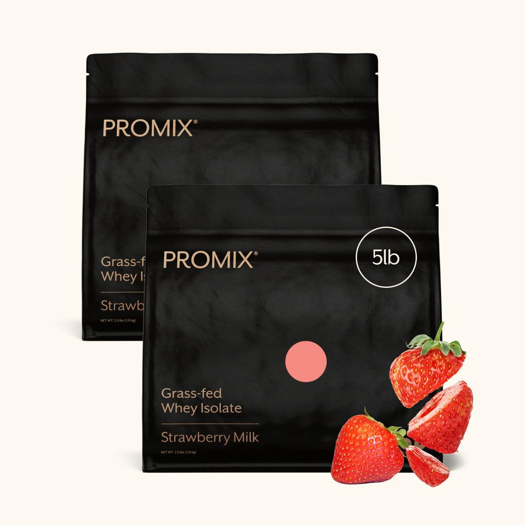ProMix Nutrition Whey Protein Isolate Powder, 31g Grass Fed Whey Isolate, 6.6g BCAAs, Gluten Free, Keto Friendly, Strawberry, 5lb