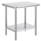 Mophorn Commercial Worktable & Workstation 24 x 30 x 32 Inch Stainless Steel Work Table Heavy Duty Commercial Food Prep Work Table for Home, Kitchen, Restaurant Metal Prep Table with Adjustable Feet