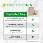 bloomoon 14 Inch Disposable Food Trays for Party 50 Pack Large Paper Plates