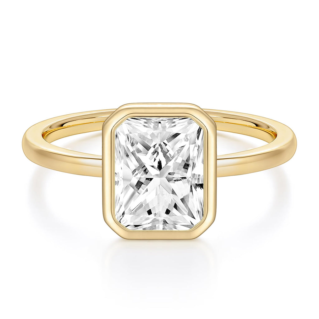 EAMTI Travel Engagement Rings for Women Radiant Cut Bezel Bands Size 7.5