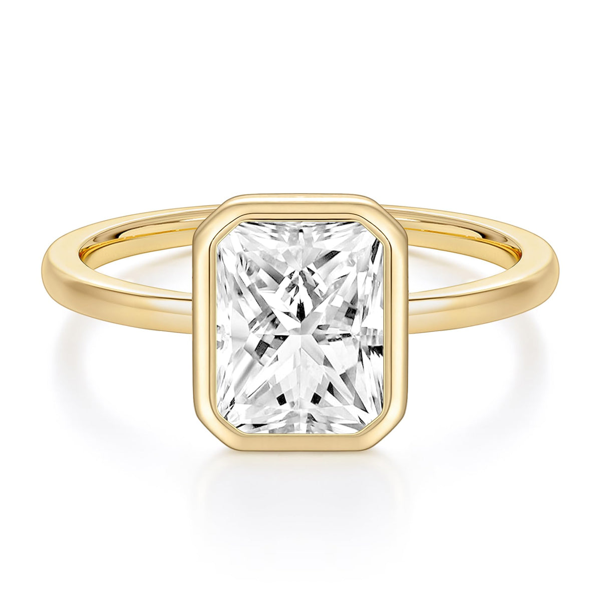 EAMTI Travel Engagement Rings for Women Radiant Cut Bezel Bands Size 7.5