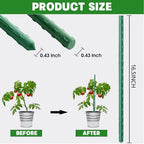 Garden Stakes, Sturdy Plant Support Sticks - 20PCS Plastic Coated Steel Core Stakes with 5PCS Connector for Climbing Plants, Beans & Shrubs (16.1 Inch Length)