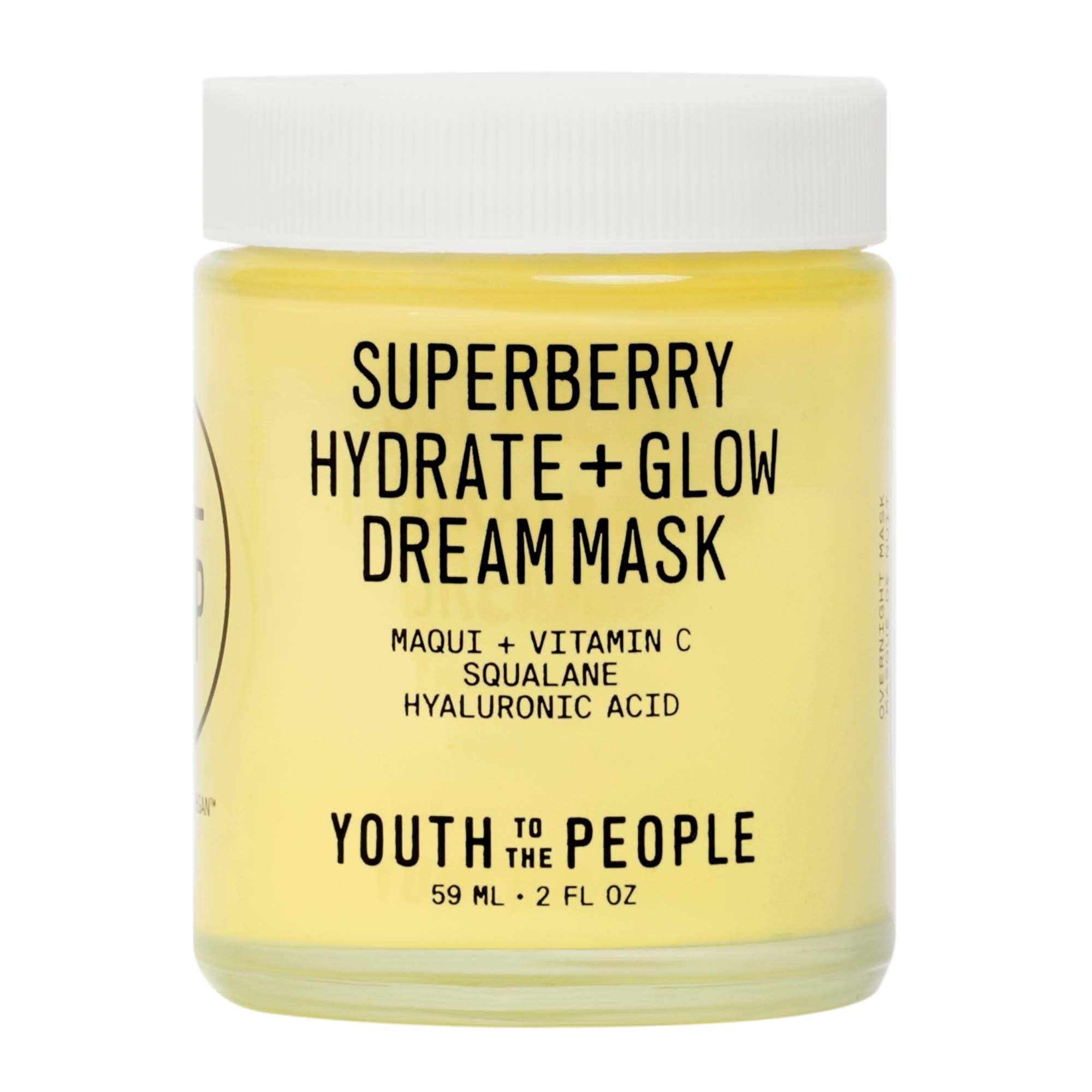 Youth To The People Superberry Dream Mask Full Size - Hyaluronic Acid + Vitamin C Face Moisturizer + Overnight Facial Mask, Hydrates + Plumps + Brightens Skin, Evens Skin Tone, For Dry Skin - 2 fl oz