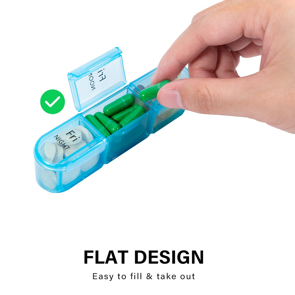 Daviky Pill Organizer 3 Times a Day, Weekly Pill Box 7 Day, Daily Medicine Organizer Case to Hold Vitamins and Medication