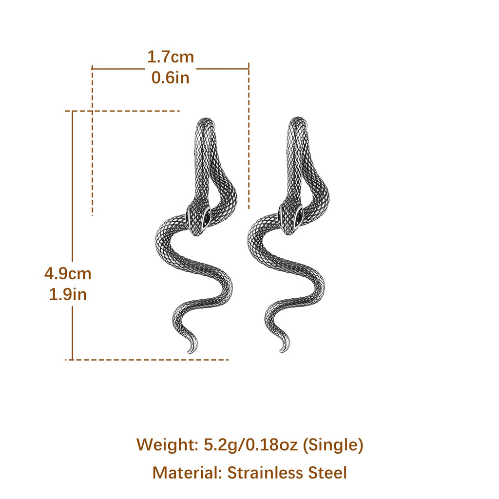 HZMAN Gothic Snake Stud Earrings for Women,Hypoallergenic,Waterproof