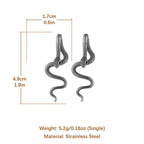 HZMAN Gothic Snake Stud Earrings for Women,Hypoallergenic,Waterproof
