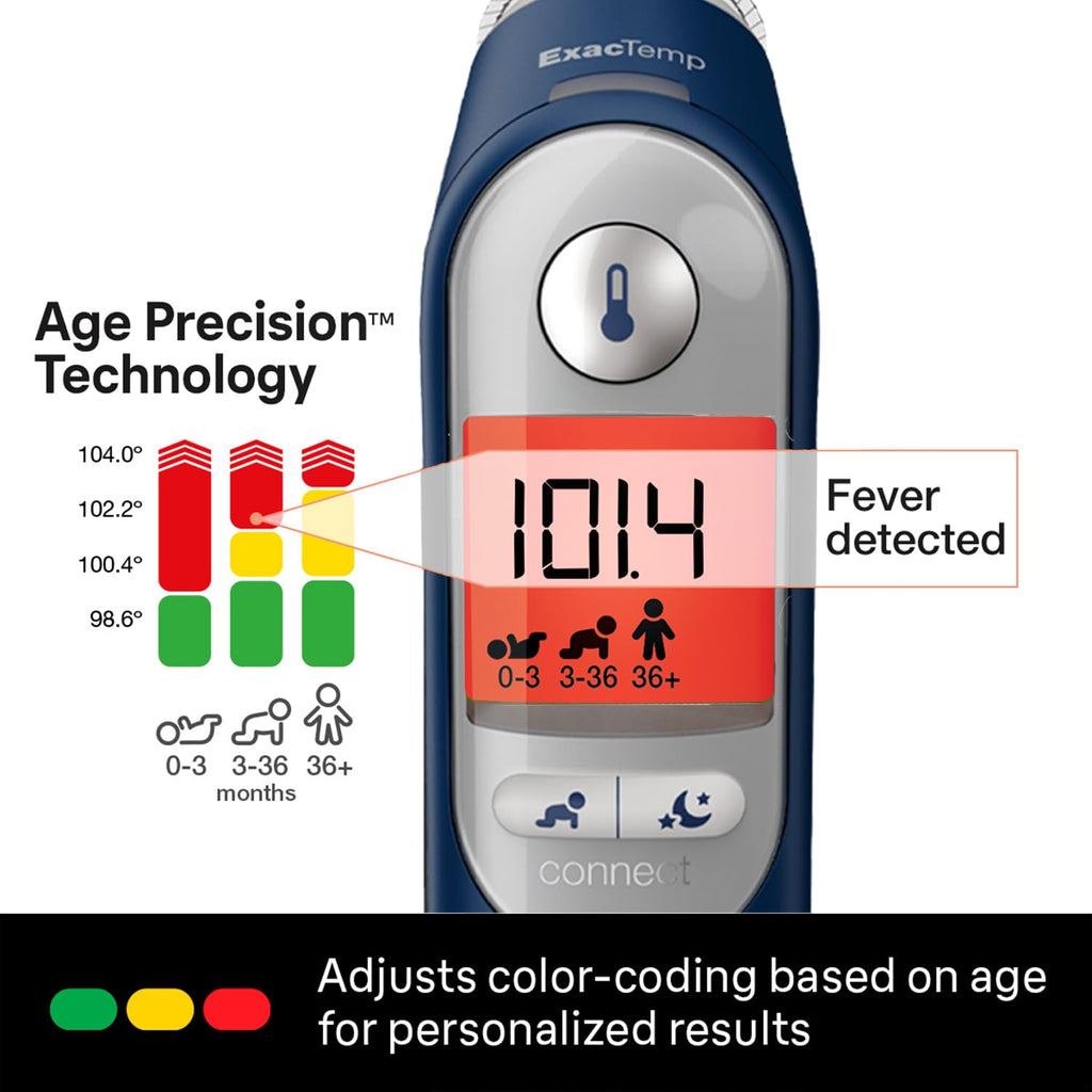 Braun ThermoScan 7+ Connect Digital Ear Thermometer for Kids - Family Care App Compatible, Age Precision Technology, Color-Coded Display, No. 1 Brand Recommended by Pediatricians