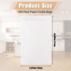 GBACHOOSE 800 Pack Wax Paper Bags 4x6 inch, Greaseproof Bag Paper Cookie Bags Bakery Wax Bag for Food, Cookie, Candies and More(White)
