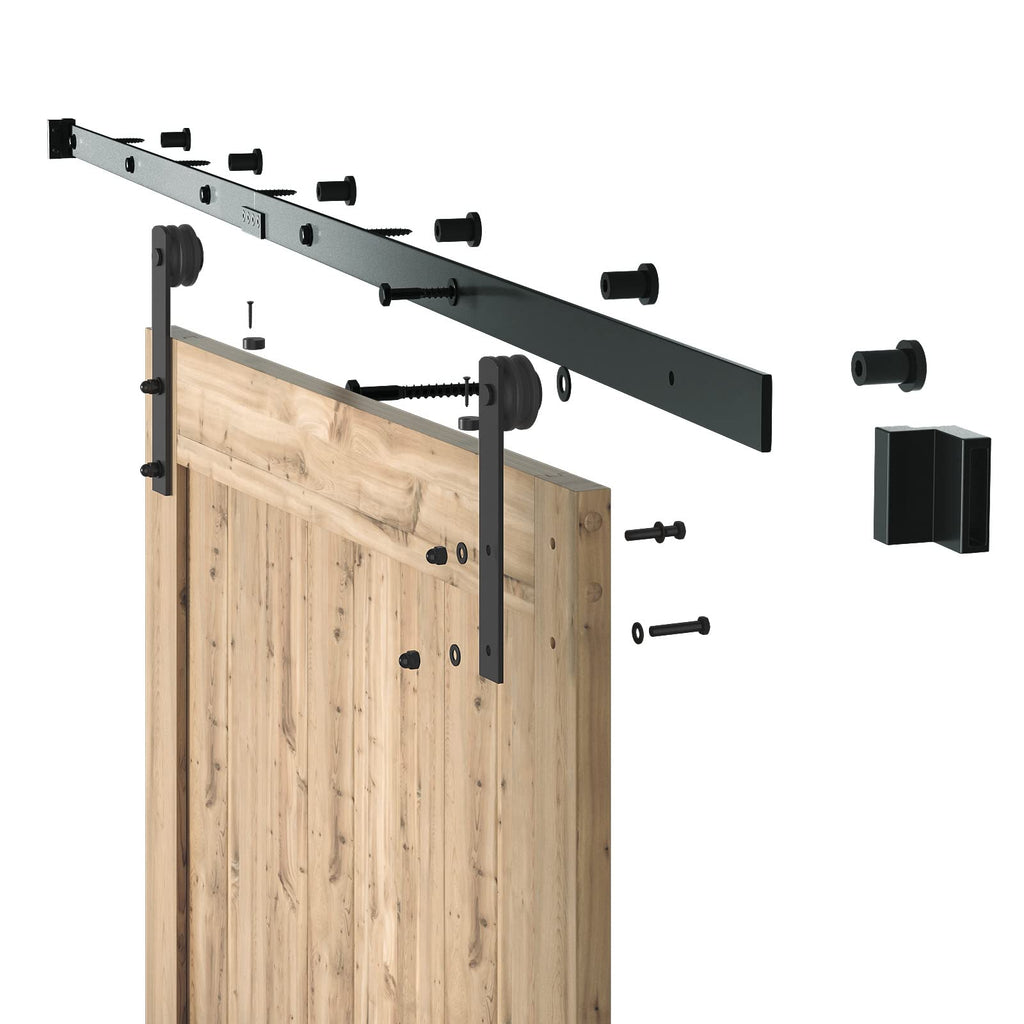 SMARTSTANDARD 7.5ft Barn Door Hardware Kit, Sliding Door Hardware, Heavy Duty, Smooth & Quiet, Easy to Install, Fit 42"-45" Wide Door Panel (I Shape Hanger)